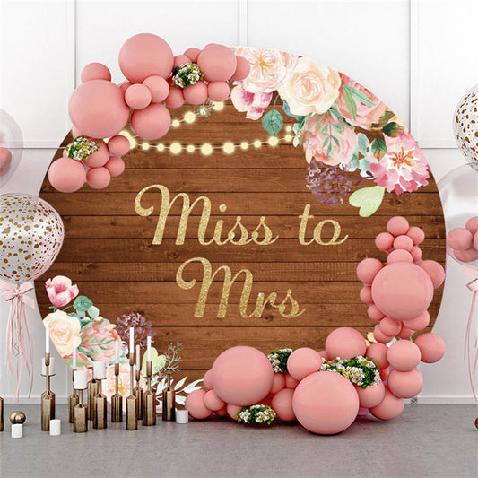 Lofaris Round Floral Glitter Wooden Adorable Sweet Wedding Backdrop