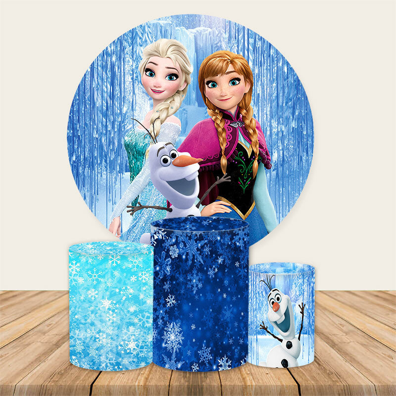 Lofaris Round Frozen Theme Birthday Party Backdrop Kit