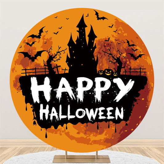 Lofaris Round Funny Pumpkin Castle Trunk Happy Halloween Backdrop