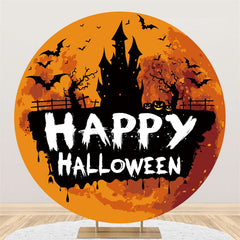 Lofaris Round Funny Pumpkin Castle Trunk Happy Halloween Backdrop