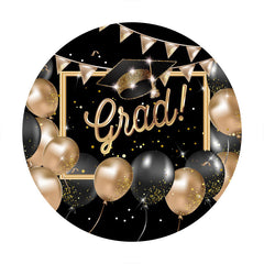 Lofaris Round Glitter And Balloons Happy Graduation Backdrop
