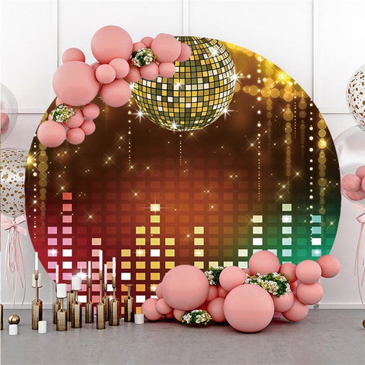 Lofaris Round Glitter And Colorful Disco Backdrop For Party