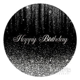 Load image into Gallery viewer, Lofaris Round Glitter Silver And Black Happy Birthday Backdrop