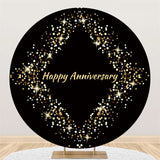 Load image into Gallery viewer, Lofaris Round Glitter Star Black Happy Anniversary Backdrop