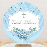 Load image into Gallery viewer, Lofaris Round God Bless Blue Floral Party Backdrop For Wedding