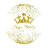 Round Gold Glitter Happy Birthday Backdrop For Party - Lofaris