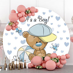 Lofaris Round Its A Boy Bear Love Baby Shower Backdrop For Party