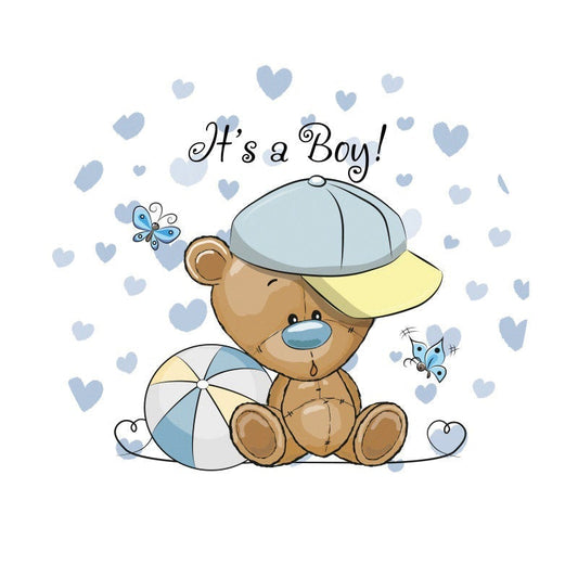 Lofaris Round Its A Boy Bear Love Baby Shower Backdrop For Party