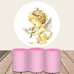Lofaris Round Lovely Angle With Dove Flower Theme Backdrop Kit