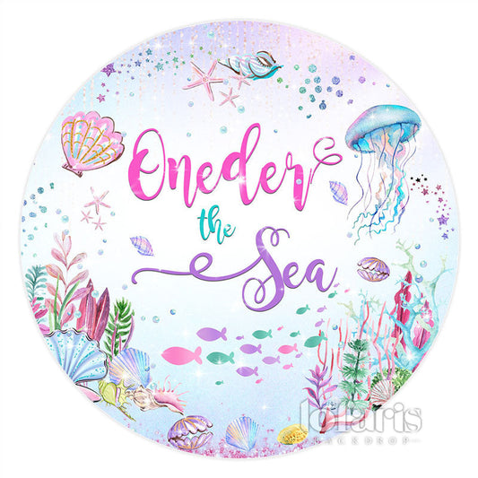 Lofaris Round Oneder The Sea Lovely Happy Birthday Backdrop