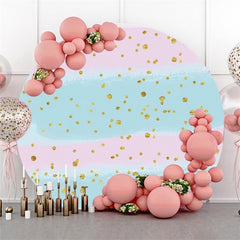 Lofaris Round Pink Blue Glitter Birthday Backdrop For Party