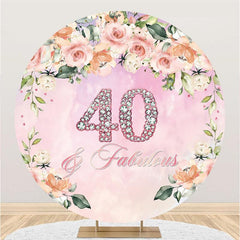 Lofaris Round Pink Theme Happy 40th Birthday Backdrop For Women