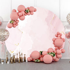 Lofaris Round Pink White Happy Birthday Backdrop For Party