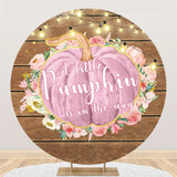 Load image into Gallery viewer, Lofaris Round Pumpkin Brown Stripe Wooden Baby Shower Backdrop