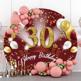 Load image into Gallery viewer, Lofaris Round Red And Glitter 30th Happy Birthday Backdrop