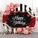 Load image into Gallery viewer, Lofaris Round Rose And White Pearl Happy Birthday Backdrop