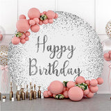 Load image into Gallery viewer, Lofaris Round Silver-White Happy Birthday Backdrop For Party