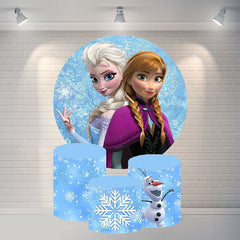 Lofaris Round Snowflake Frozen Happy Birthday Backdrop For Girl