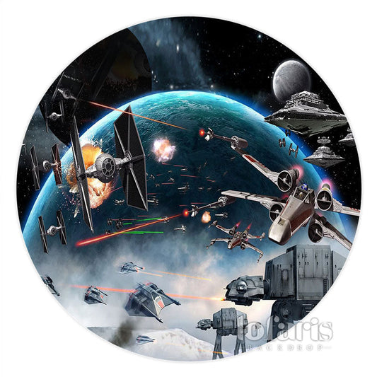 Lofaris Round Star Wars Robot Universe Happy Birthday Backdrop