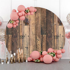 Lofaris Round Striped Wood Happy Birthday Backdrop For Party
