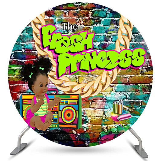 Lofaris Round The Fresh Princess Brick Baby Shower Backdrop