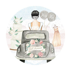 Lofaris Round Wedding Car Floral Party Backdrop For