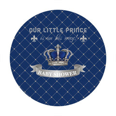 Lofaris Royal Blue And Silver Crown Baby Shower Circle Backdrop