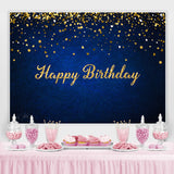 Load image into Gallery viewer, Lofaris Royal Blue Gold Glitter Bokeh Happy Birthday Backdrop
