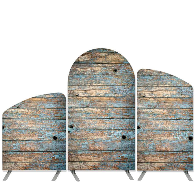 Lofaris Rust Wood Theme Old Retro Style Arch Backdrop Kit