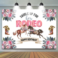 Lofaris Saddle Up Her Rodeo Horse Cowboy Happy Birthday Backdrop