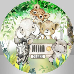 Lofaris Safari Animals Circle Baby Shower Backdrop For Party