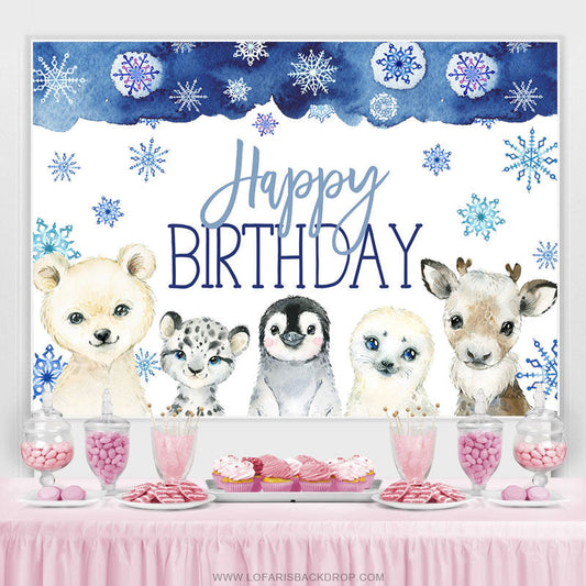 Lofaris Safari Cold Winter With Snow Happy Birthday Backdrop