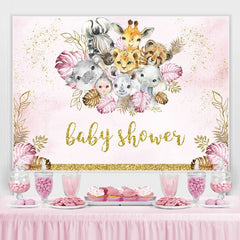 Lofaris Safari Glitter Pink And Golden Baby Shower Backrop