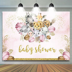Lofaris Safari Glitter Pink And Golden Baby Shower Backrop