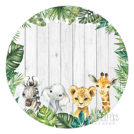 Lofaris Safari Green Jungle Wooden Circle Backdrop For Kid