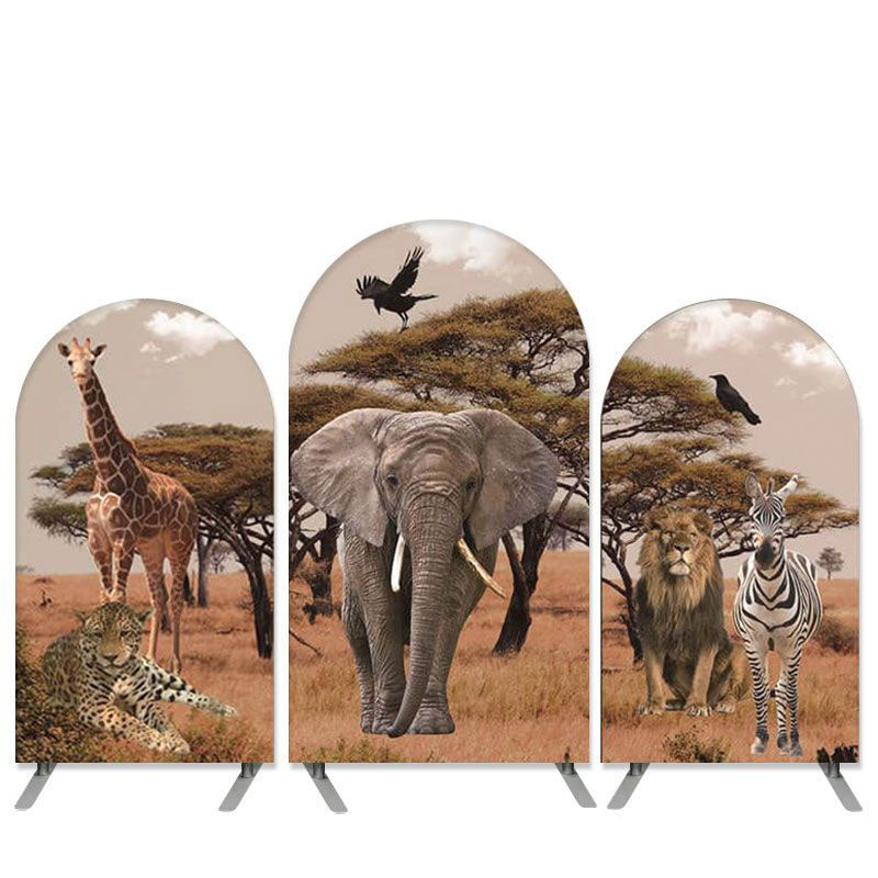 Lofaris Safari Theme Jungle Animals Birthday Arch Backdrop Kit