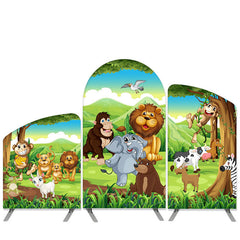 Lofaris Safari Wild Theme Cartoon Cute Animals Arch Backdrop Kit