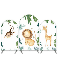 Lofaris Safari Wild Theme Green Leaves And Animals Arch Backdrop Kit