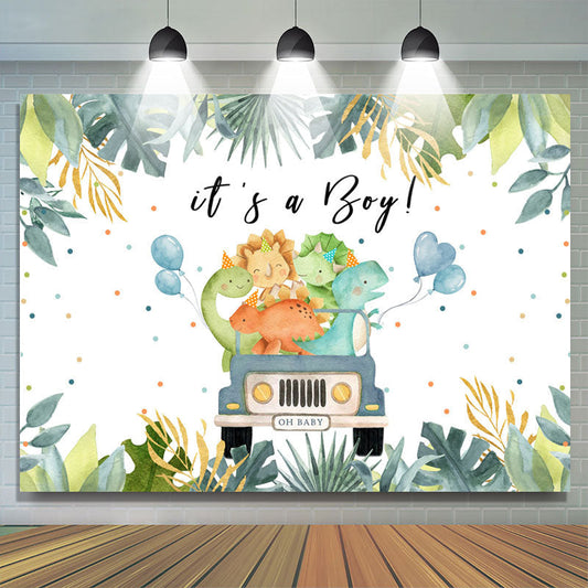 Lofaris Safaris Jungle Car With Balloons Baby Shower Backdrop