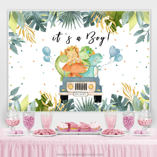 Lofaris Safaris Jungle Car With Balloons Baby Shower Backdrop