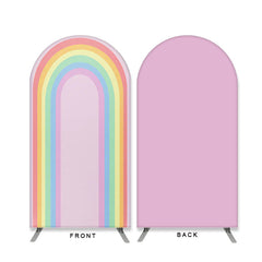 Lofaris Sample Pink And Rainbow Double Sided Arch Backdrop for Party