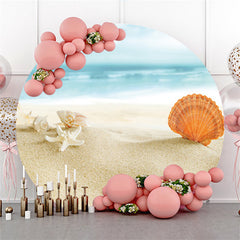 Lofaris Sandy Beach And Shell Scenery Round Backdrop For Summer