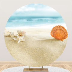 Lofaris Sandy Beach And Shell Scenery Round Backdrop For Summer