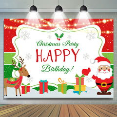 Lofaris Santa Claus With Deer Christmas Party Birthday Backdrop