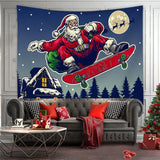 Load image into Gallery viewer, Lofaris Santa Skateboarding Tree Room Decoration Wall Tapestry