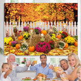 Load image into Gallery viewer, Lofaris Scarecrows and Pumpkin Flowers Maple Autumn Backdrop