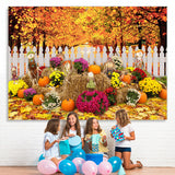 Load image into Gallery viewer, Lofaris Scarecrows and Pumpkin Flowers Maple Autumn Backdrop