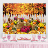 Load image into Gallery viewer, Lofaris Scarecrows and Pumpkin Flowers Maple Autumn Backdrop