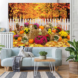 Load image into Gallery viewer, Lofaris Scarecrows and Pumpkin Flowers Maple Autumn Backdrop