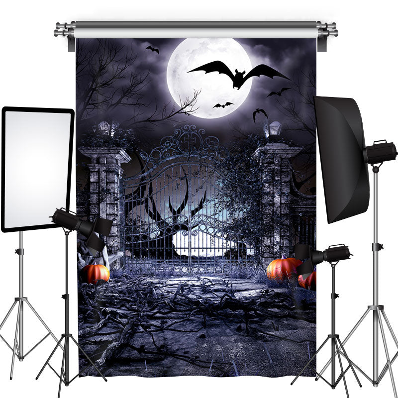 Lofaris Scary Bat House With Ghost Pumpkin Halloween Backdrop
